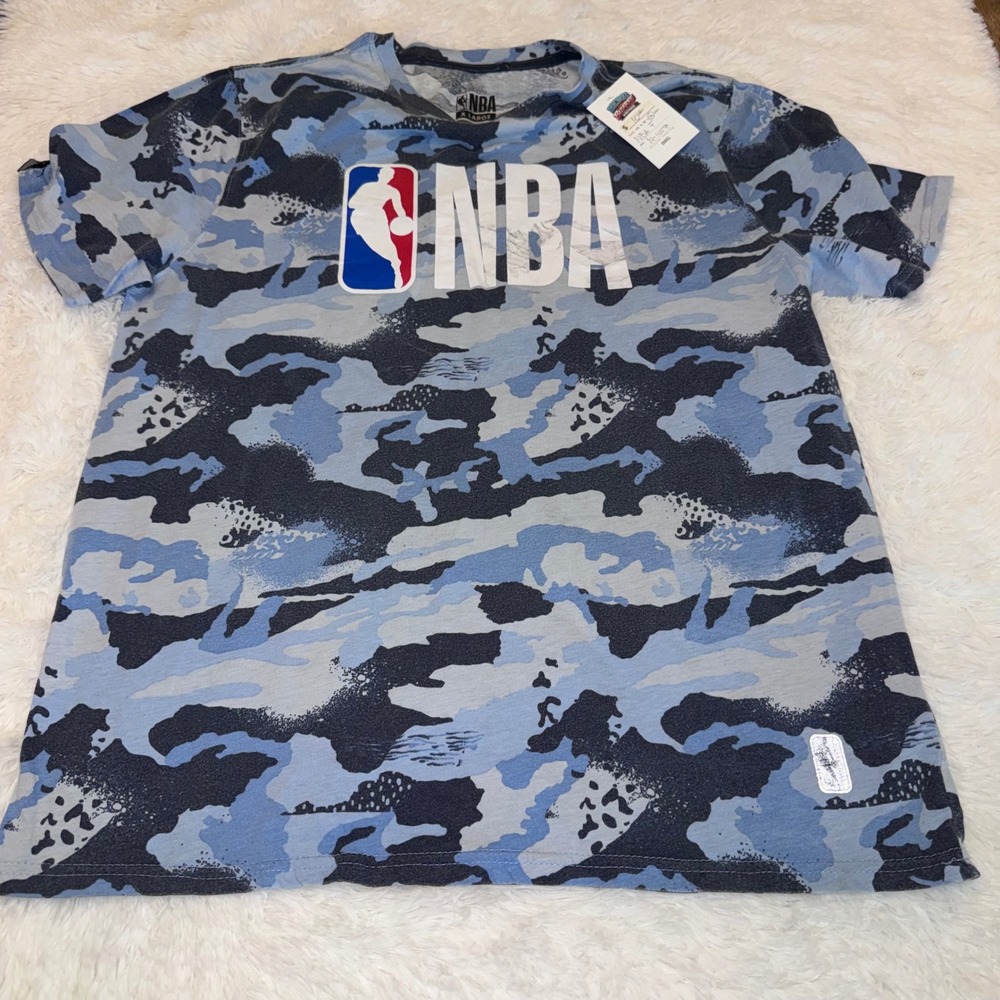 NBA T-Shirt Mens XL Blue Camo Good Graphic Short Sleeve Logo Tee